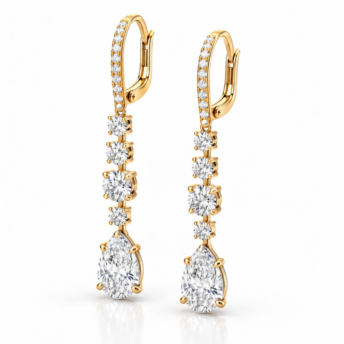 Pluie Pear Lab-Grown Diamond Drop Earrings - Yellow Gold