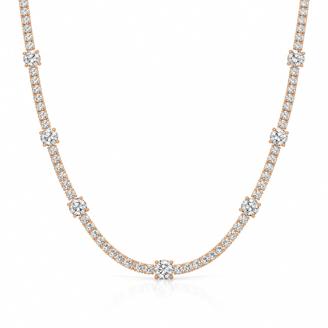 Royal Constellation Lab-Grown Diamond Station Tennis Necklace - Rose Gold
