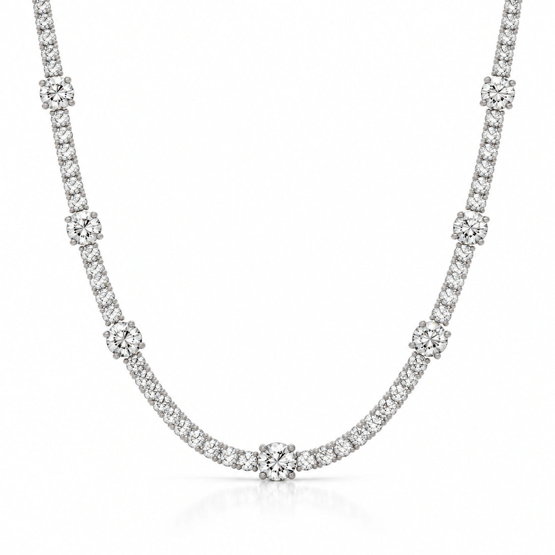 Royal Emerald Lab-Grown Diamond Tennis Necklace - White Gold