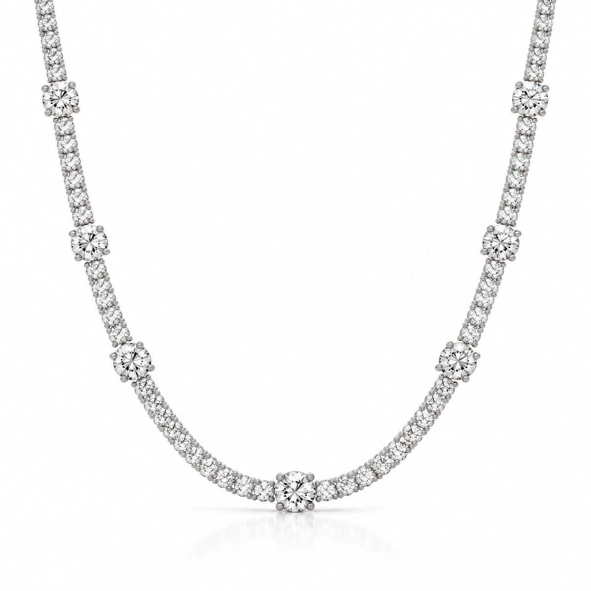Royal Emerald Lab-Grown Diamond Tennis Necklace - White Gold