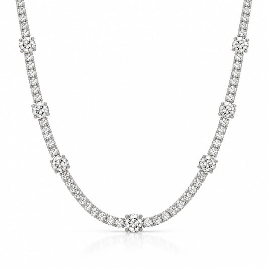 Royal Emerald Lab-Grown Diamond Tennis Necklace - White Gold