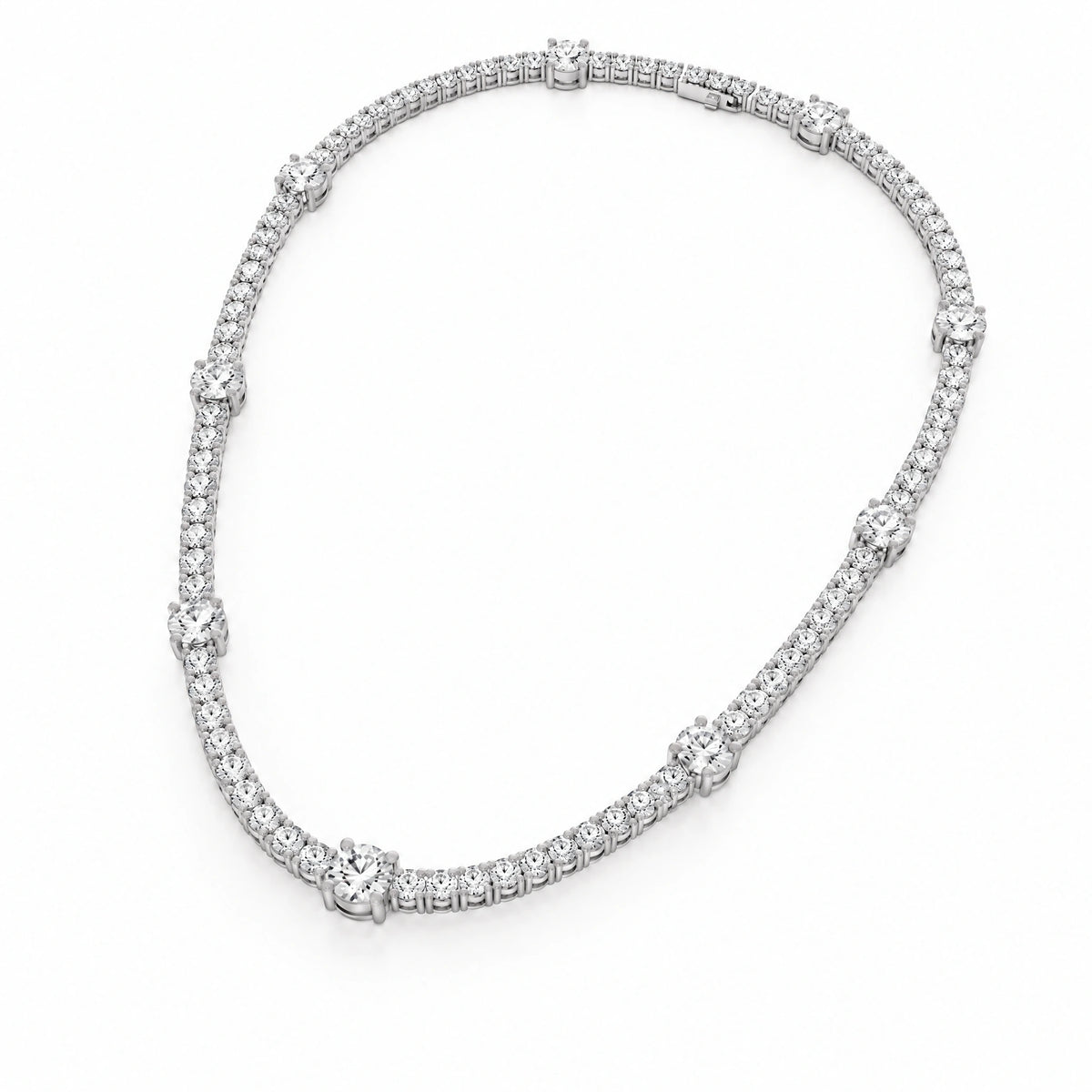 Royal Emerald Lab-Grown Diamond Tennis Necklace - White Gold
