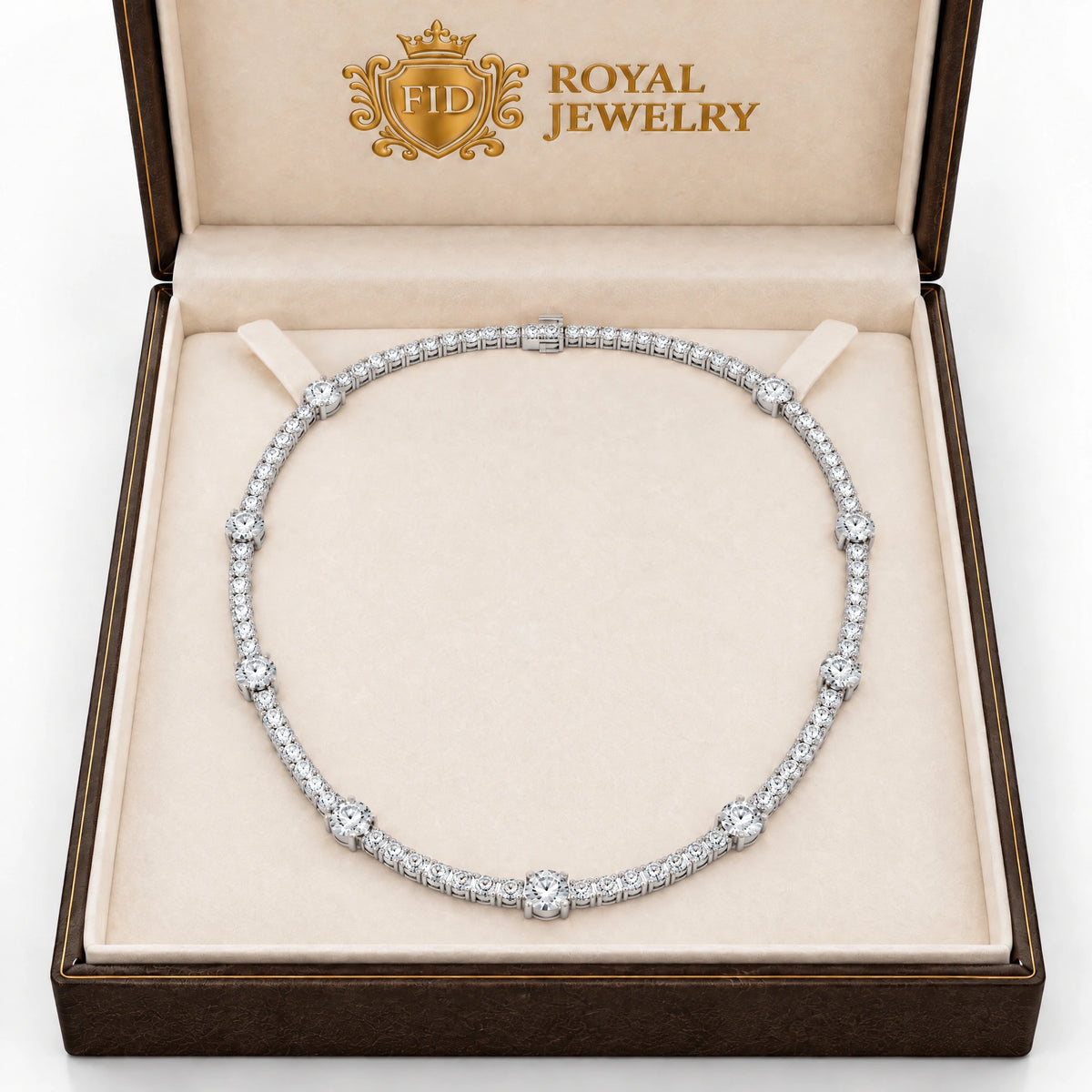 Royal Emerald Lab-Grown Diamond Tennis Necklace - White Gold