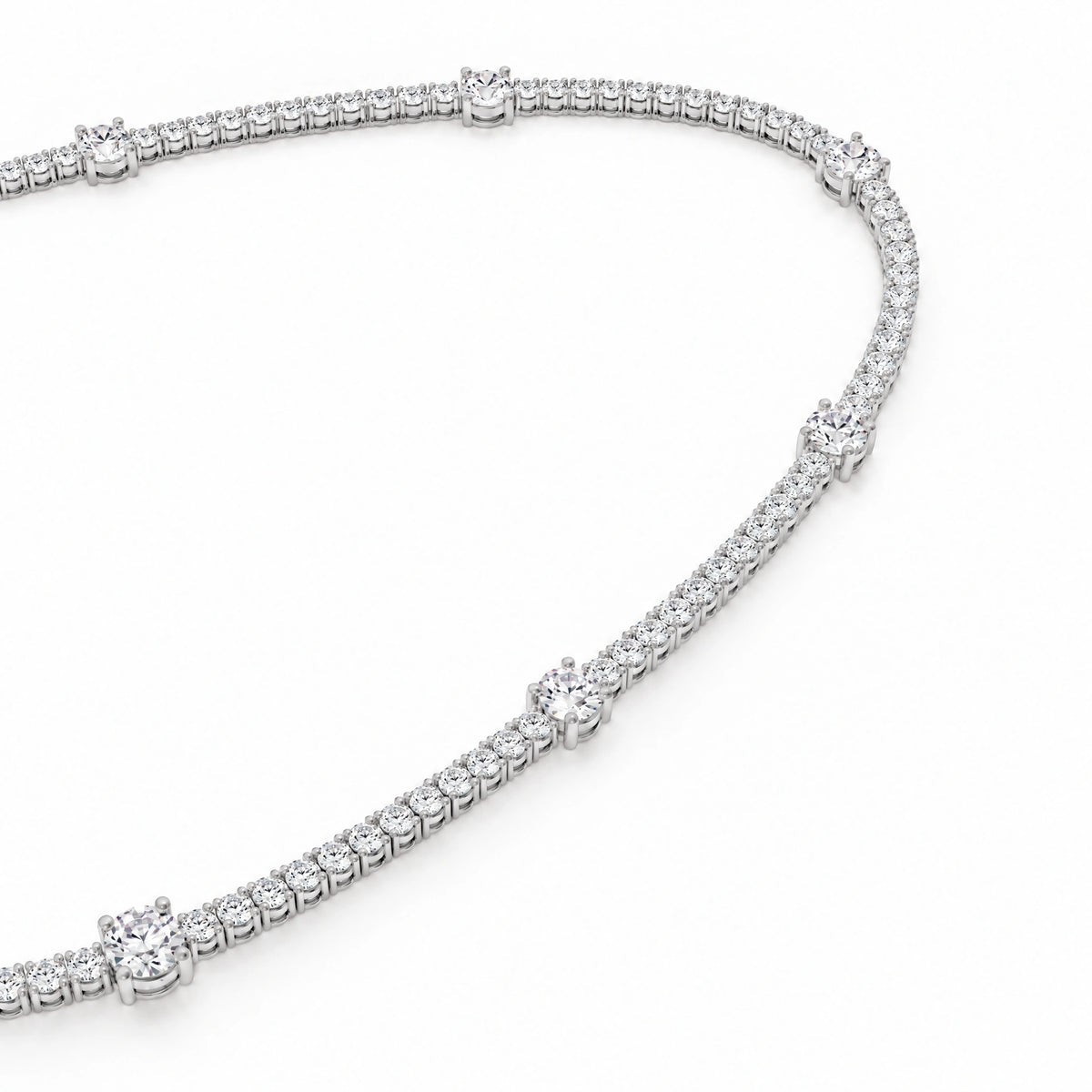 Royal Emerald Lab-Grown Diamond Tennis Necklace - White Gold