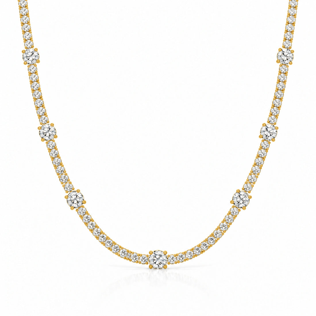 Royal Emerald Lab-Grown Diamond Tennis Necklace - Yellow Gold