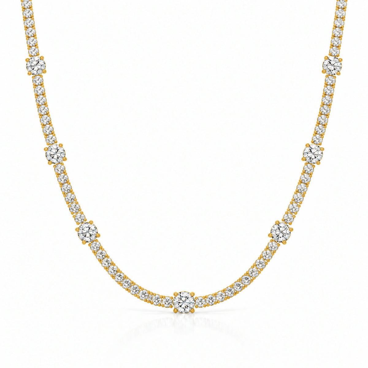Royal Emerald Lab-Grown Diamond Tennis Necklace - Yellow Gold