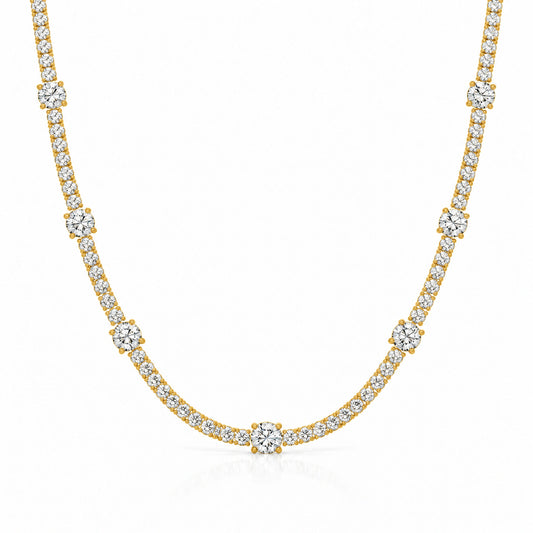 Royal Emerald Lab-Grown Diamond Tennis Necklace - Yellow Gold