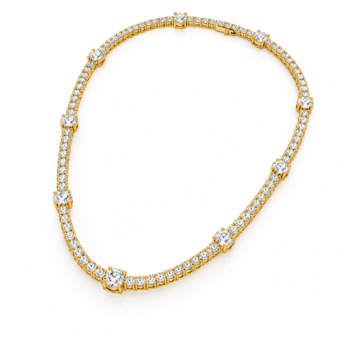 Royal Emerald Lab-Grown Diamond Tennis Necklace - Yellow Gold
