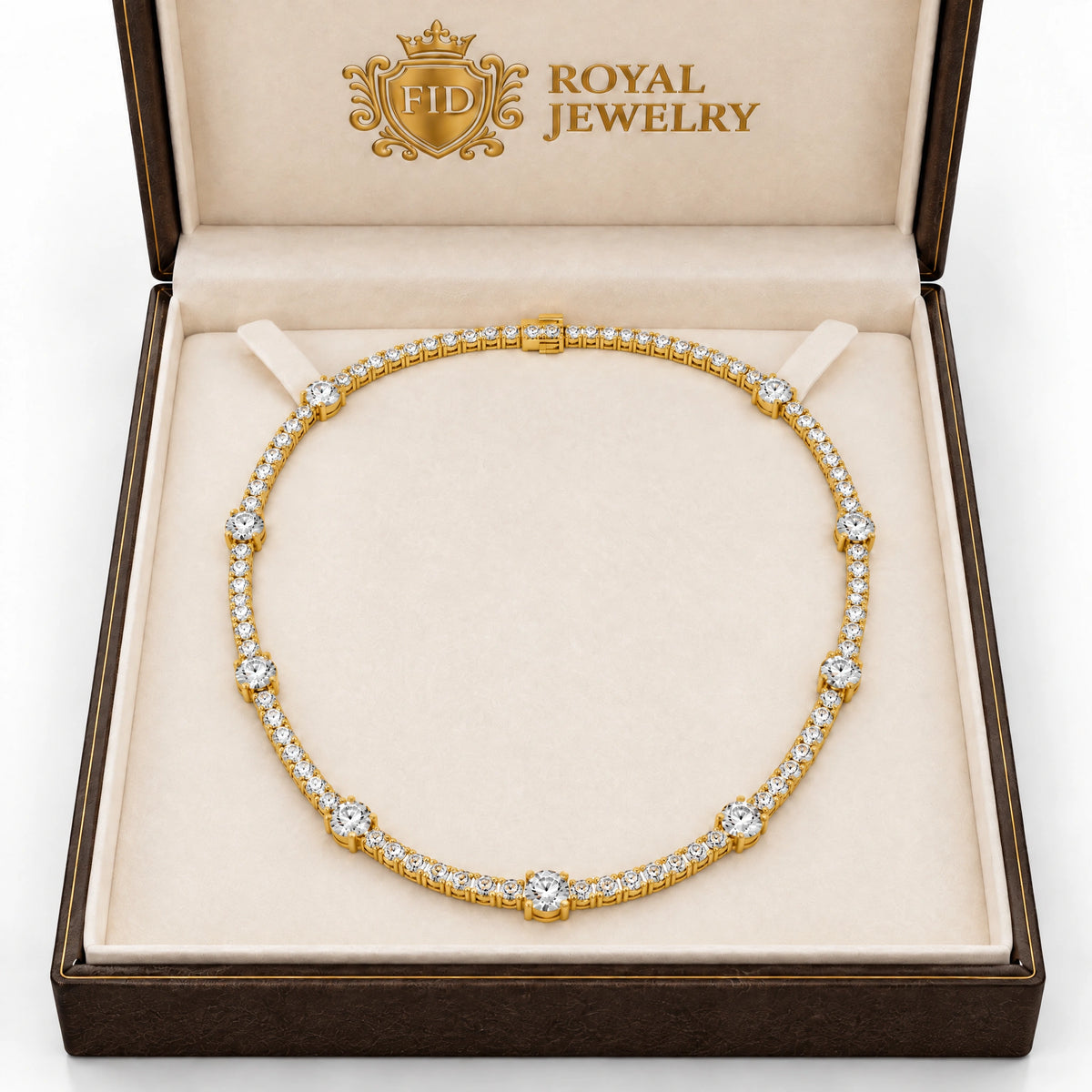 Royal Emerald Lab-Grown Diamond Tennis Necklace - Yellow Gold