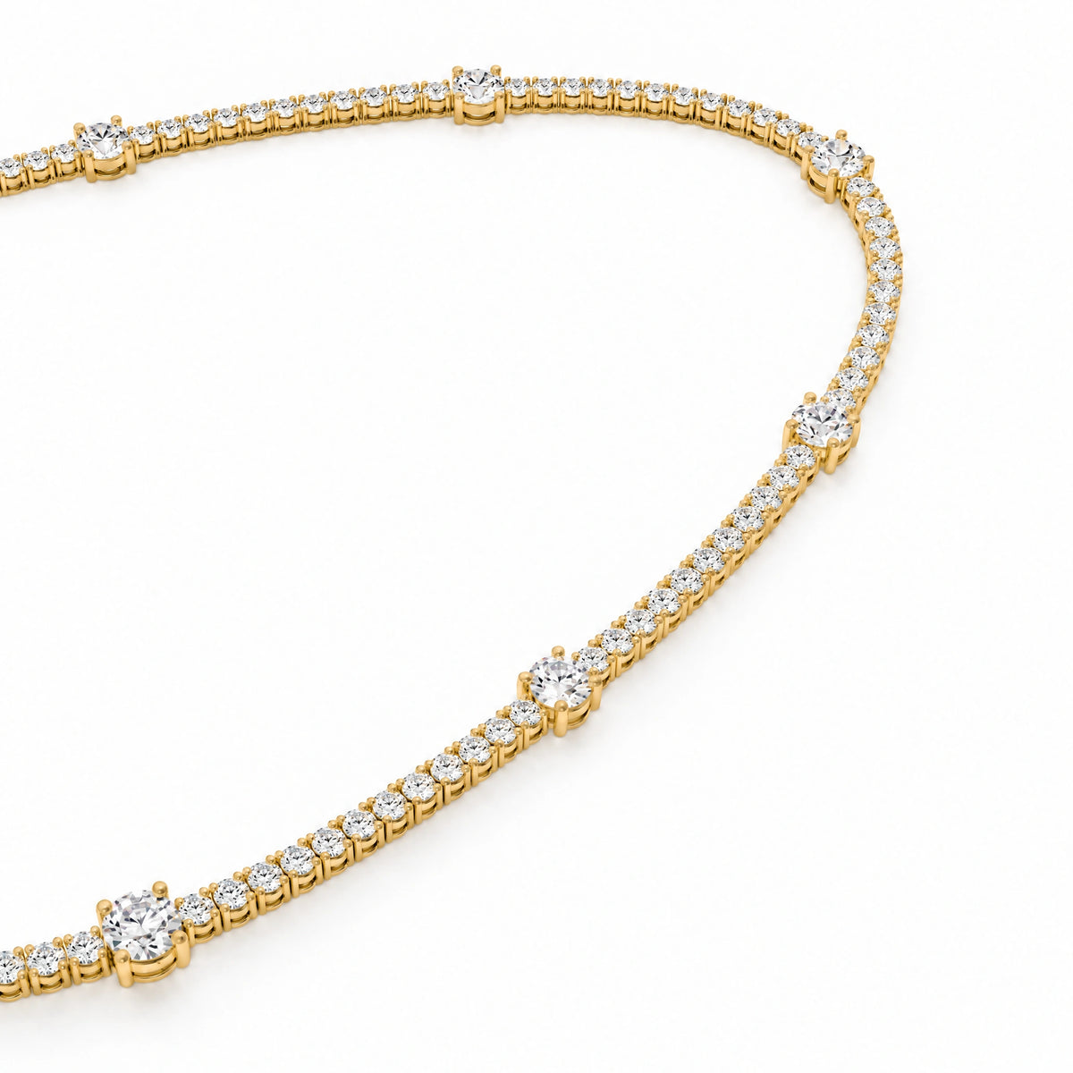 Royal Emerald Lab-Grown Diamond Tennis Necklace - Yellow Gold