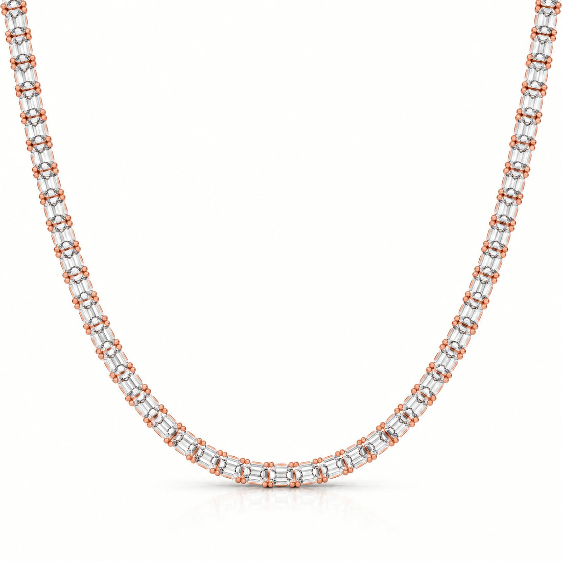Royal Constellation Lab-Grown Diamond Station Tennis Necklace - Rose Gold