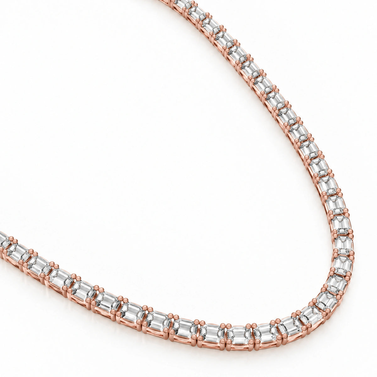 Diamond bracelet with various cut diamonds on a white background