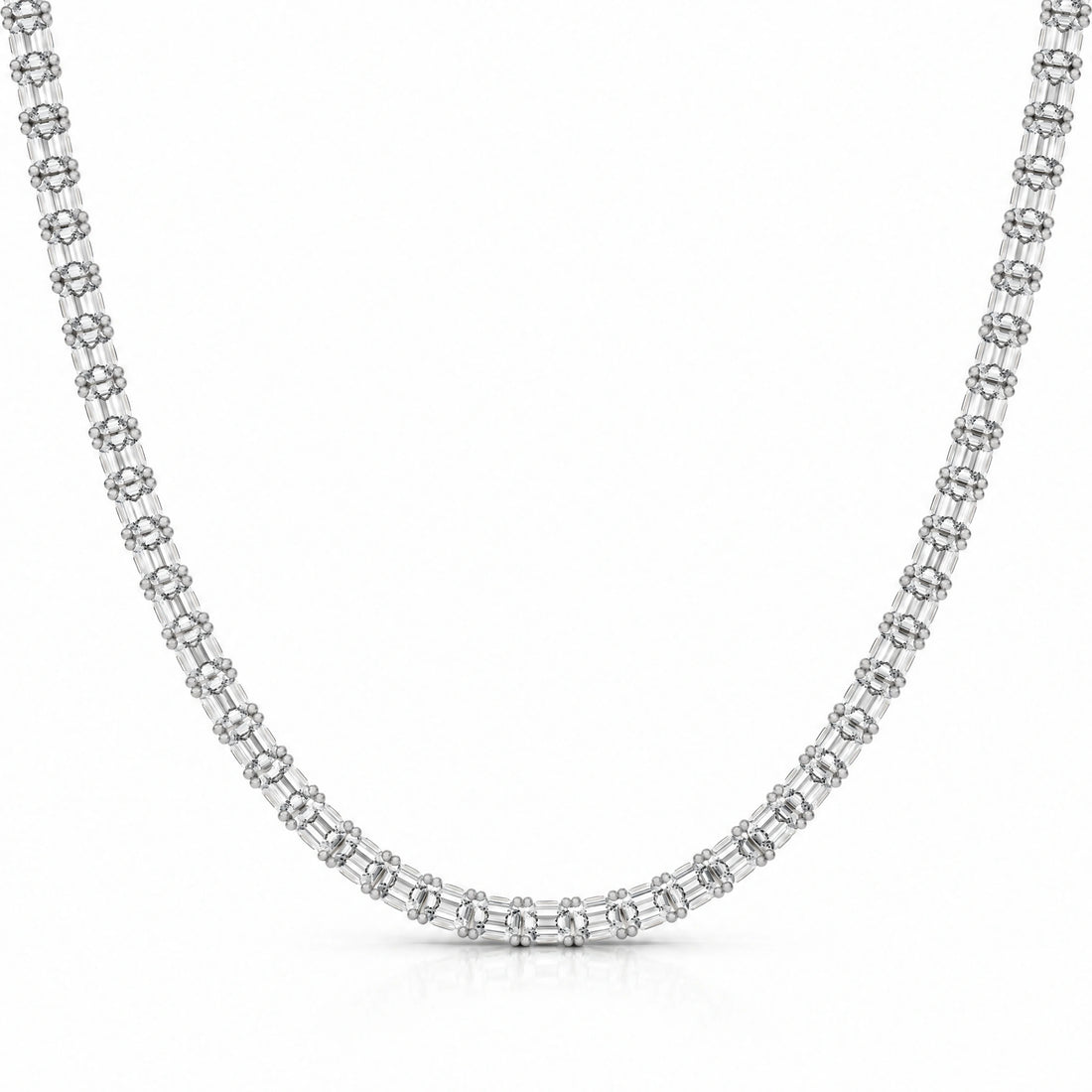 Royal Constellation Lab-Grown Diamond Station Tennis Necklace - White Gold