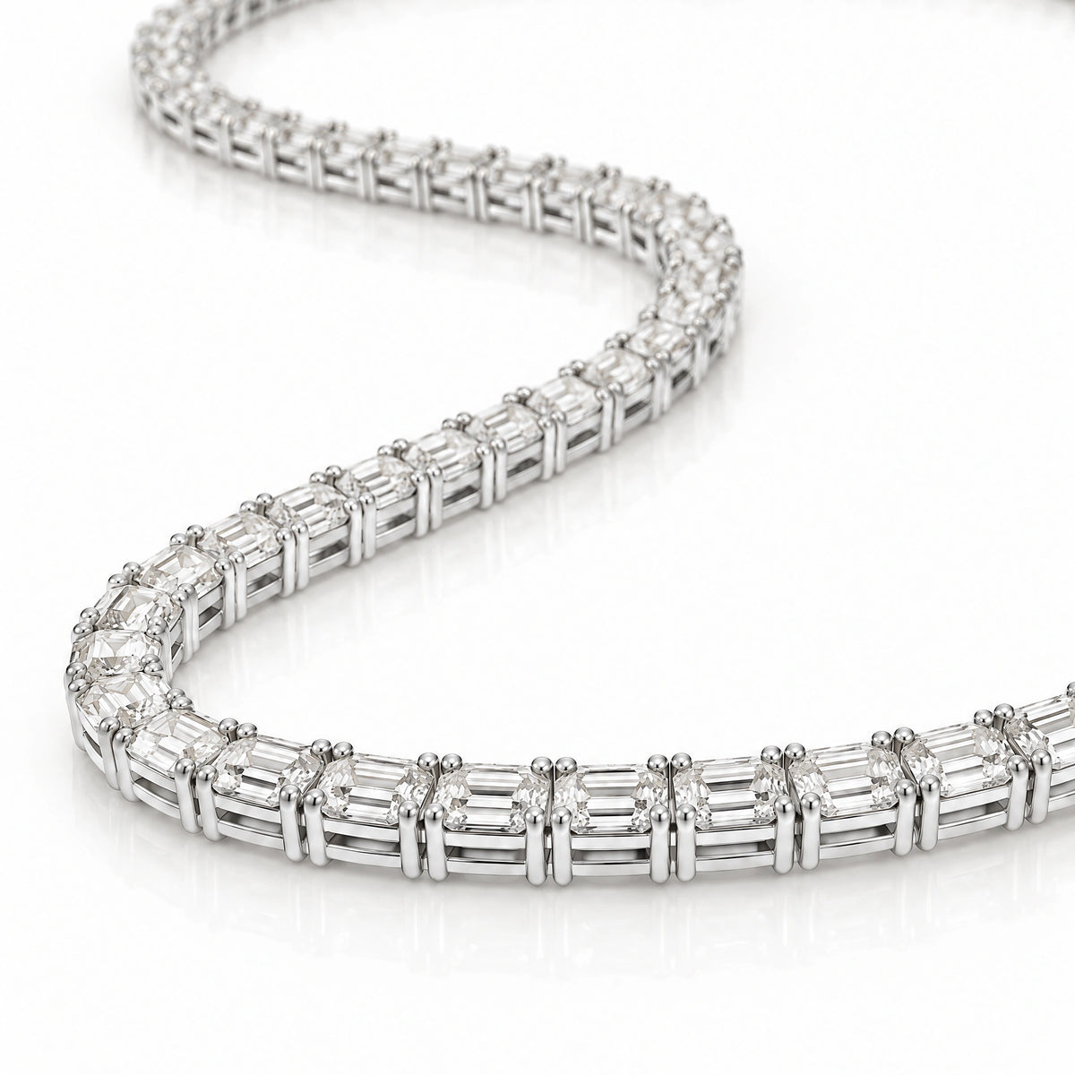 Royal Constellation Lab-Grown Diamond Station Tennis Necklace - White Gold