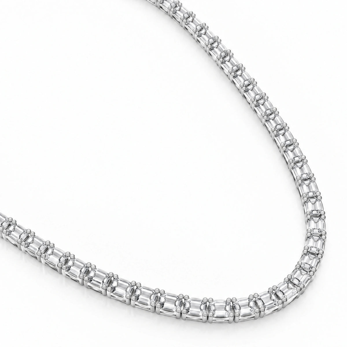 Royal Constellation Lab-Grown Diamond Station Tennis Necklace - White Gold