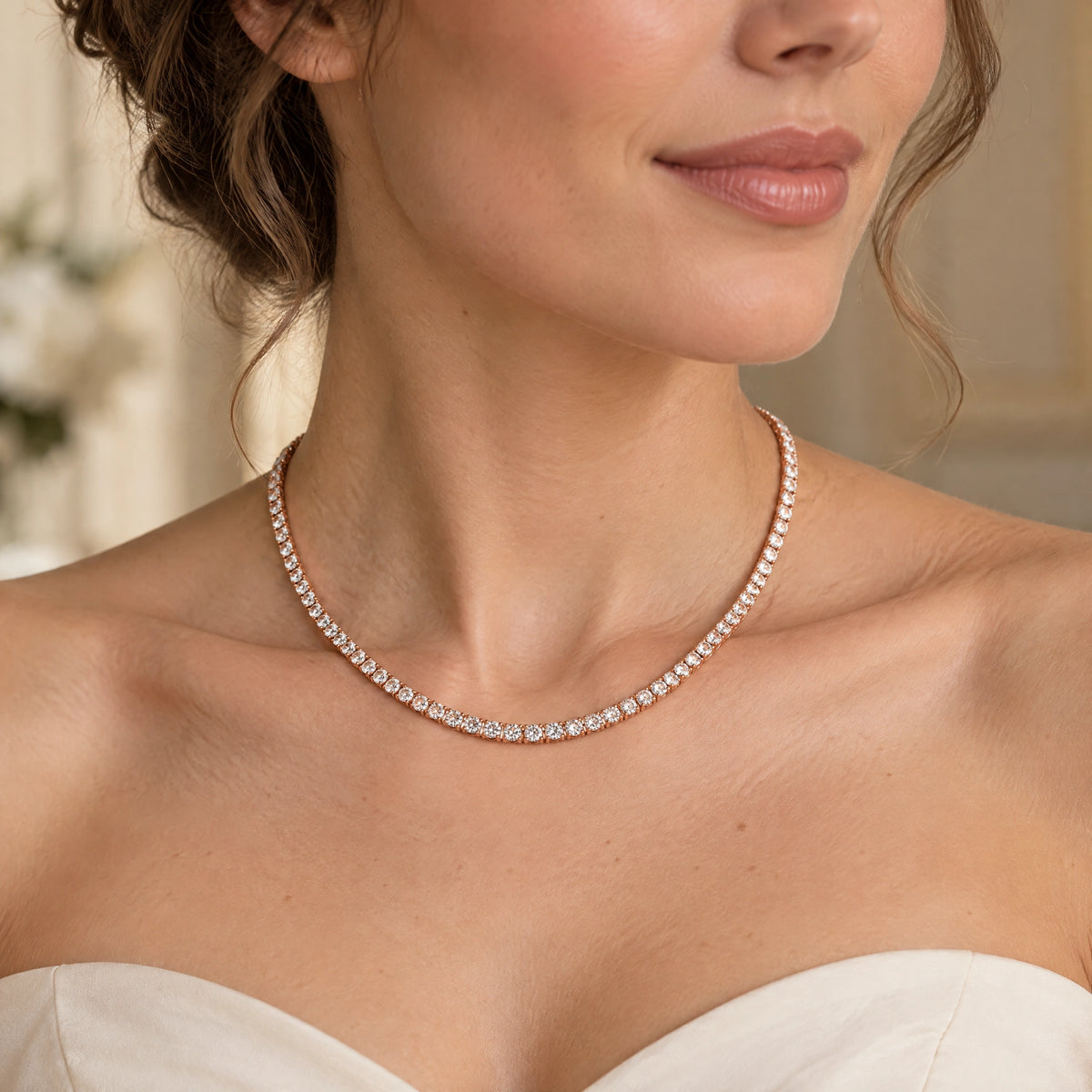 Royal Classic Lab-Grown Diamond Tennis Necklace - Rose Gold