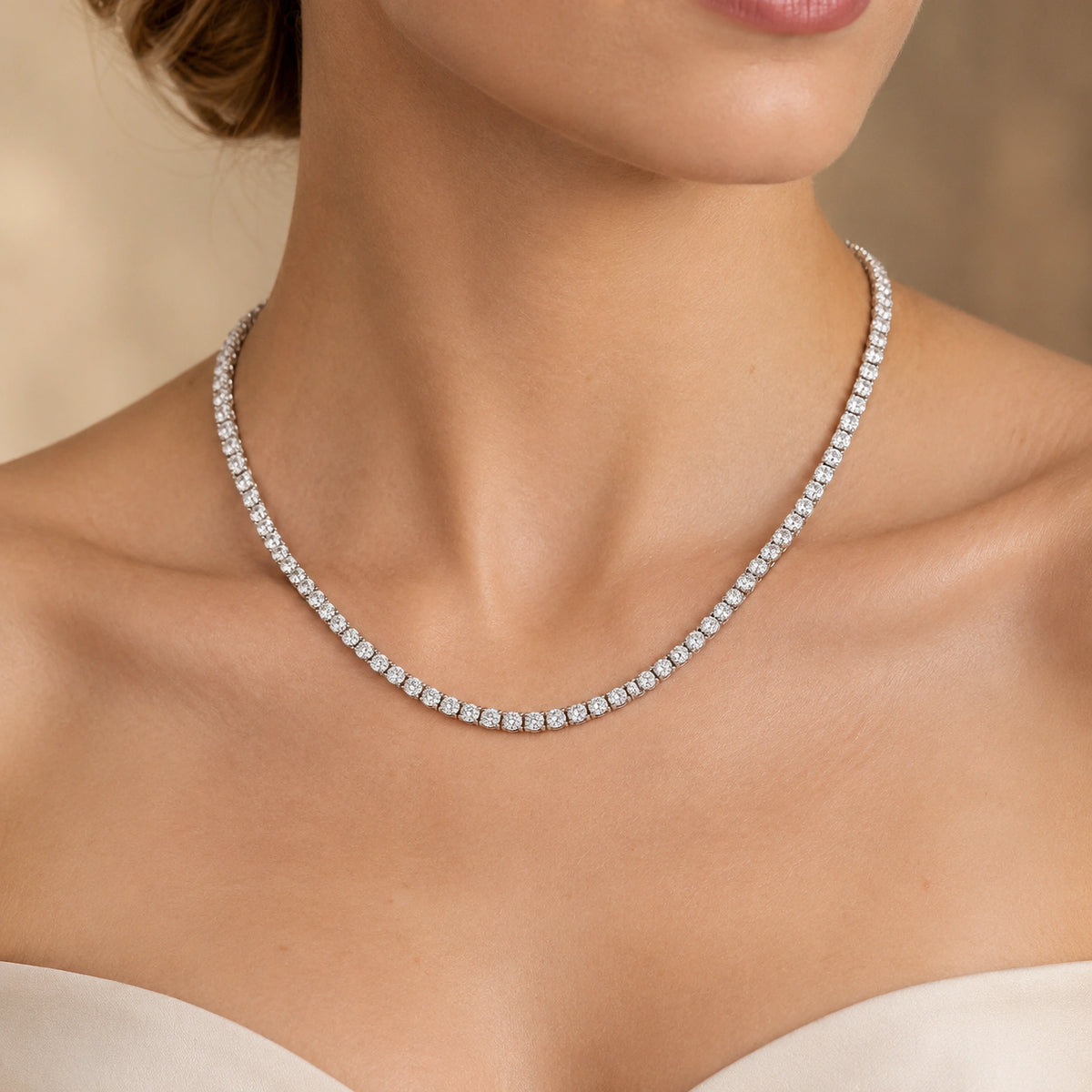 Royal Classic Lab-Grown Diamond Tennis Necklace - White Gold