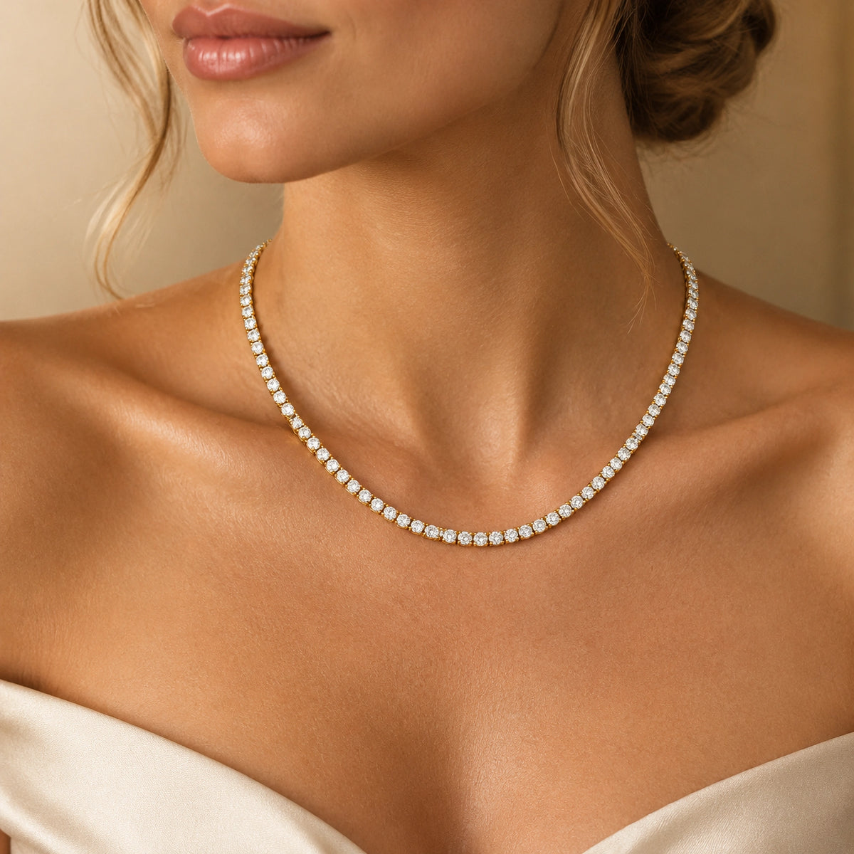 Royal Classic Lab-Grown Diamond Tennis Necklace - Yellow Gold