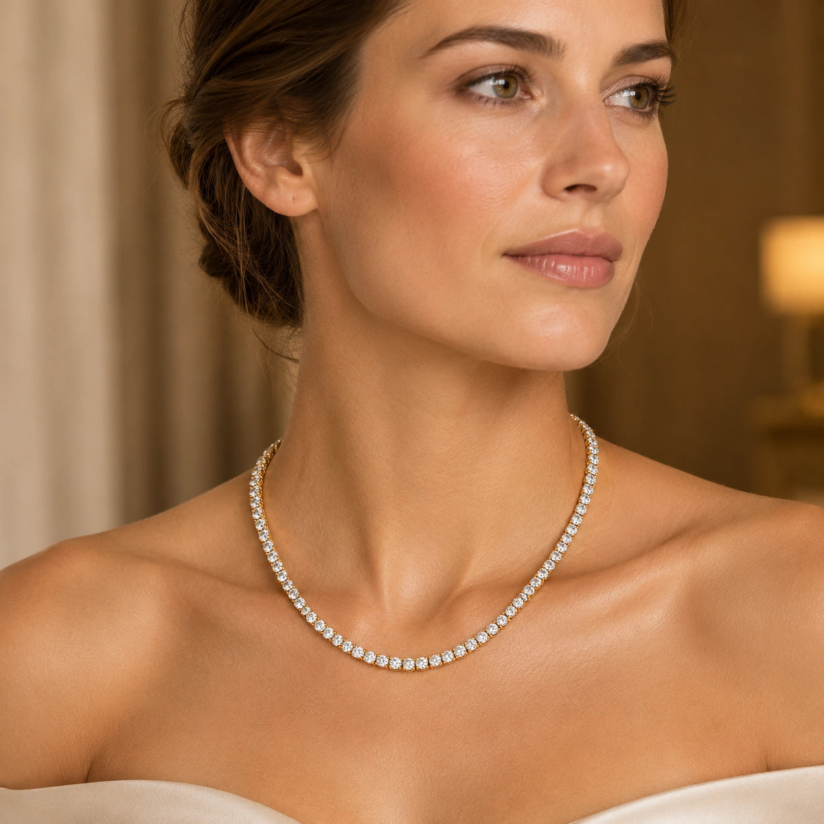 Royal Classic Lab-Grown Diamond Tennis Necklace - Yellow Gold