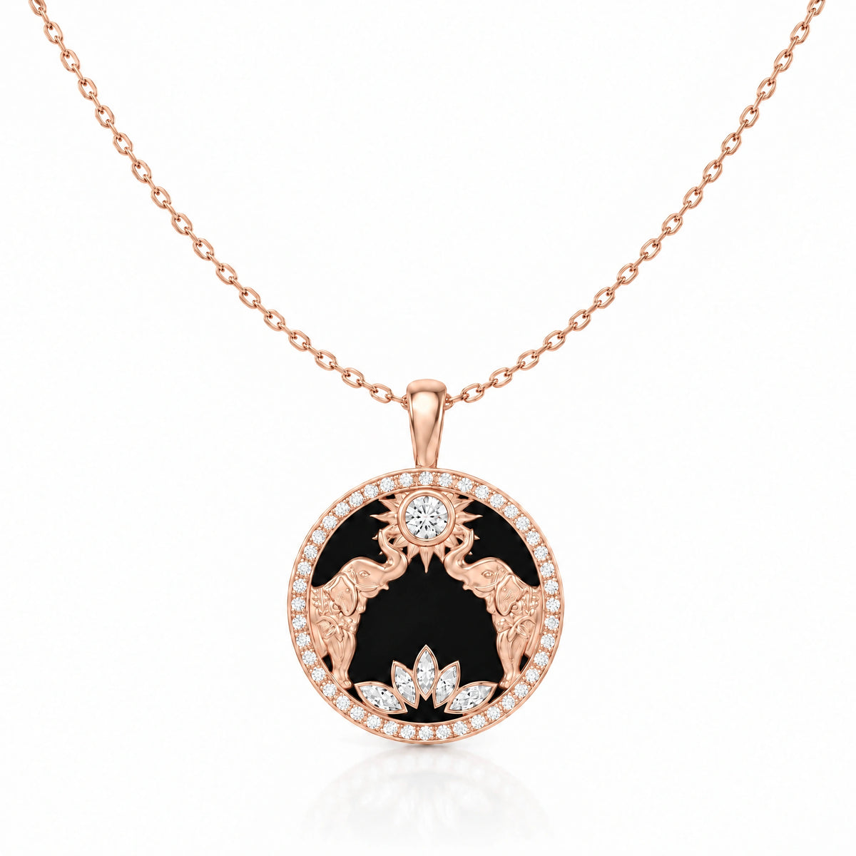 Gaja Lab-Grown Diamond Elephant Medallion Pendant - Rose Gold