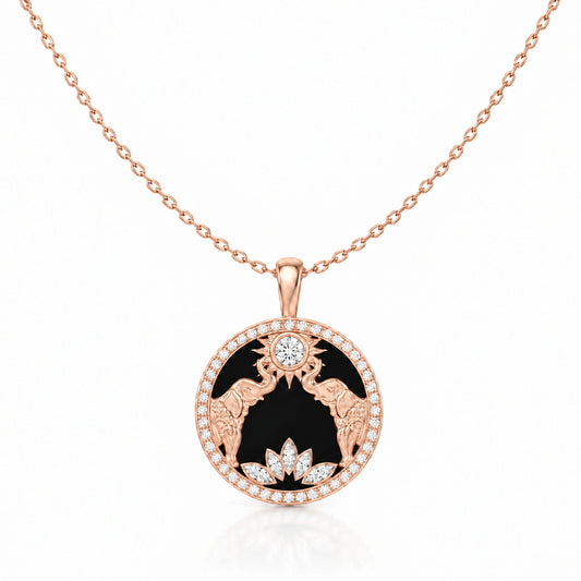 Gaja Lab-Grown Diamond Elephant Medallion Pendant - Rose Gold