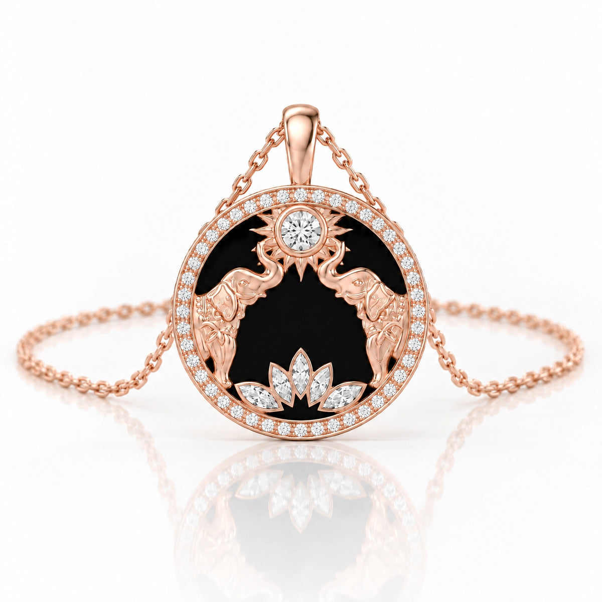 Gaja Lab-Grown Diamond Elephant Medallion Pendant - Rose Gold