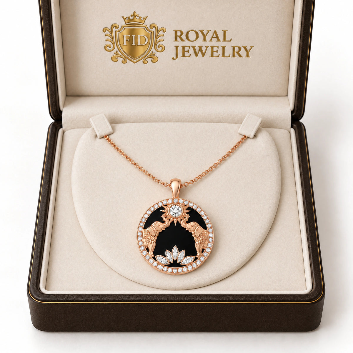 Gaja Lab-Grown Diamond Elephant Medallion Pendant - Rose Gold