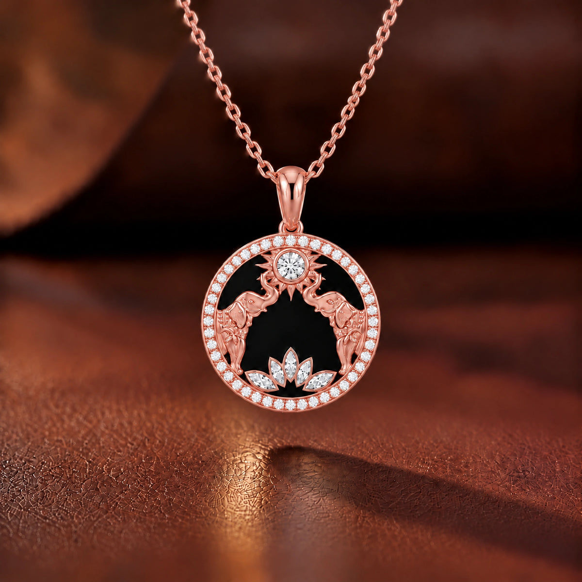 Gaja Lab-Grown Diamond Elephant Medallion Pendant - Rose Gold