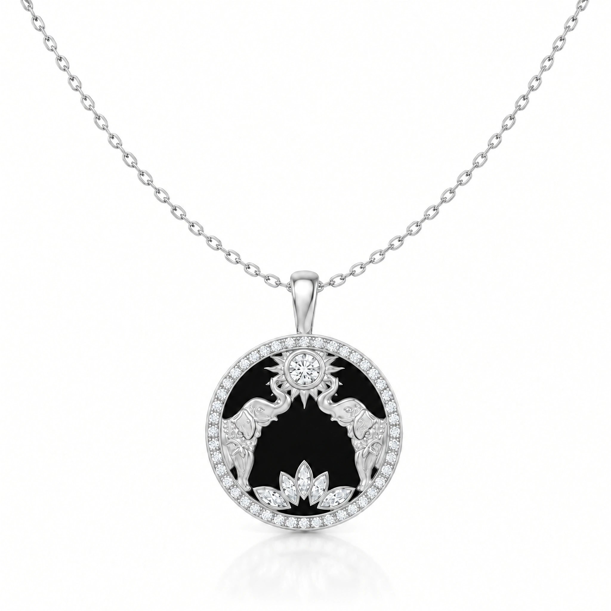 Elephant Medallion Pendant, Lab-Grown Diamonds - White Gold – FID Royal ...
