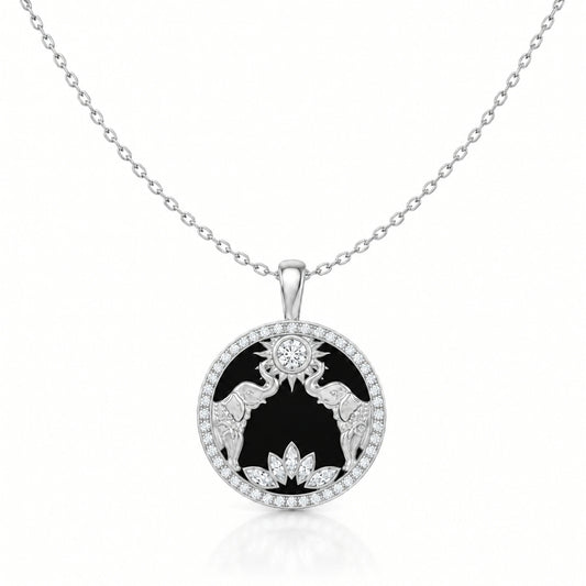 Gaja Lab-Grown Diamond Elephant Medallion Pendant - White Gold