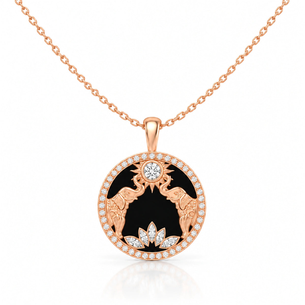 Gaja Lab-Grown Diamond Elephant Medallion Pendant - Yellow Gold