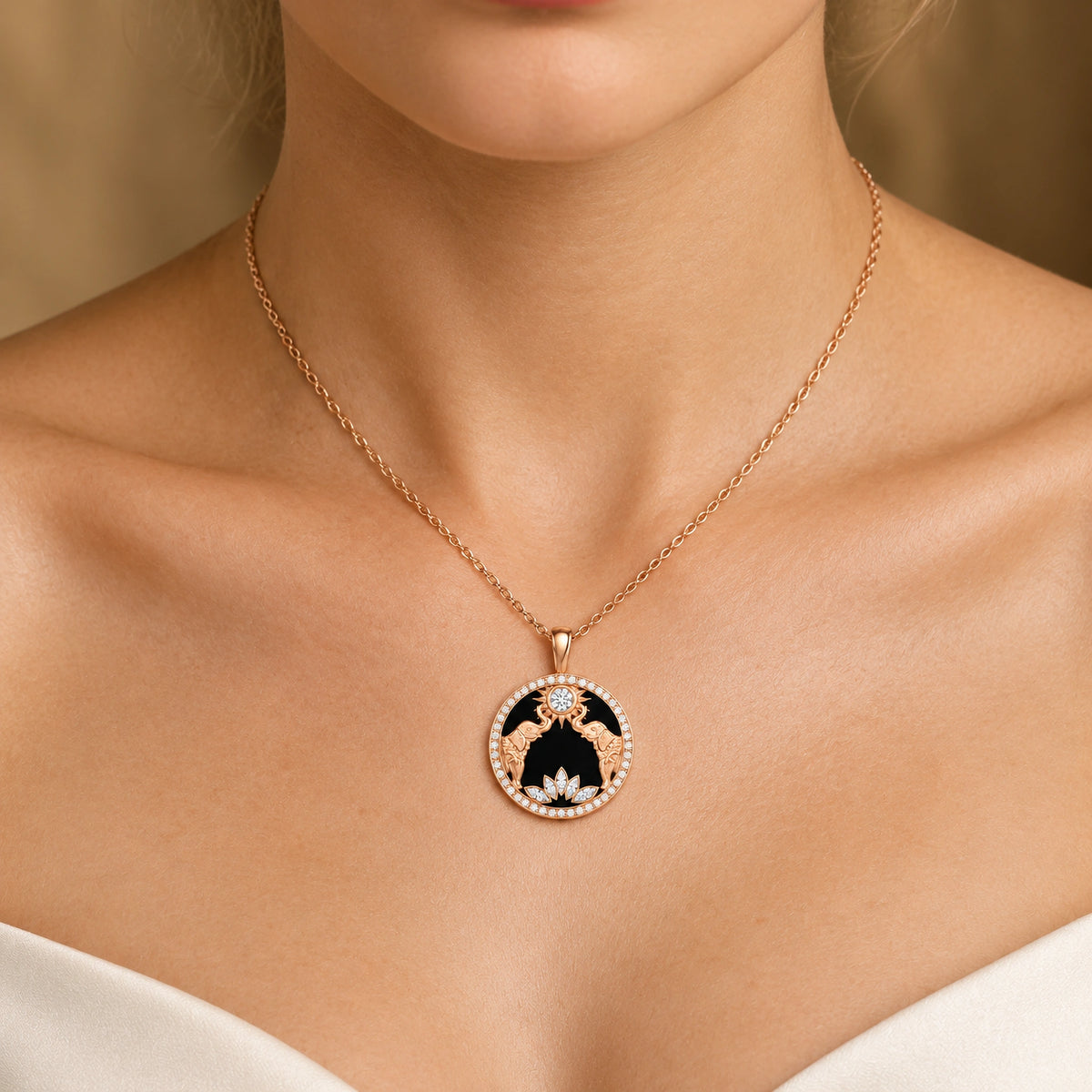 Gaja Lab-Grown Diamond Elephant Medallion Pendant - Yellow Gold