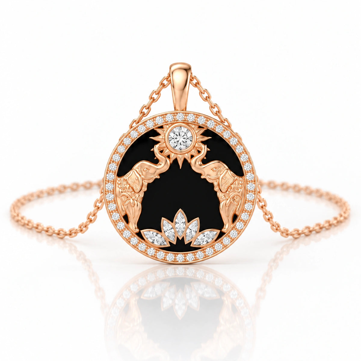 Gaja Lab-Grown Diamond Elephant Medallion Pendant - Yellow Gold