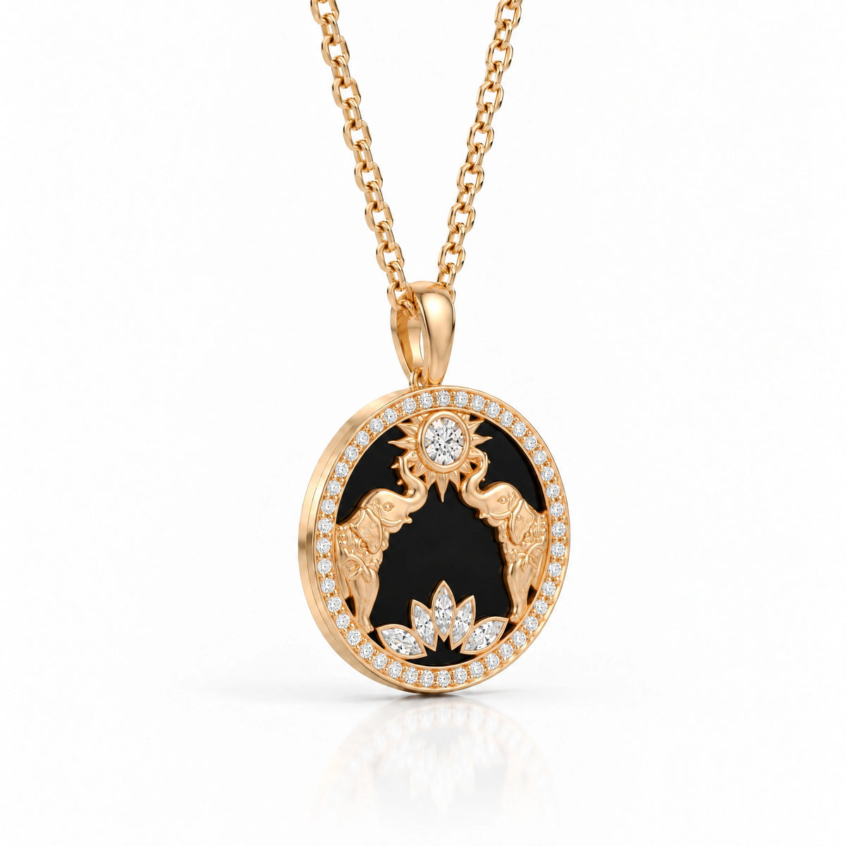 Gaja Lab-Grown Diamond Elephant Medallion Pendant - Yellow Gold