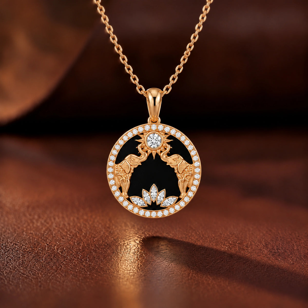 Gaja Lab-Grown Diamond Elephant Medallion Pendant - Yellow Gold
