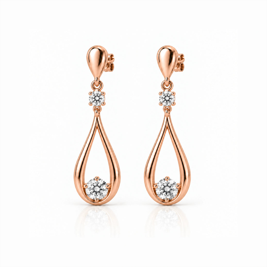 Aria Lab-Grown Diamond Open Teardrop Earrings - Rose Gold