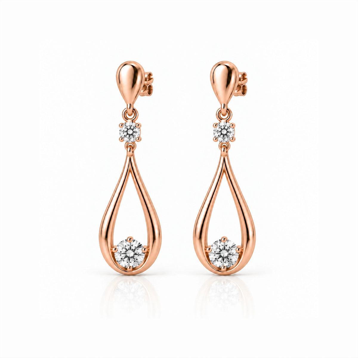 Aria Lab-Grown Diamond Open Teardrop Earrings - Rose Gold