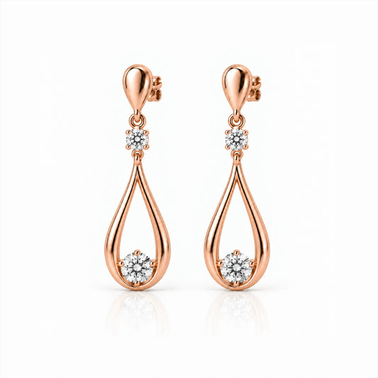 Aria Lab-Grown Diamond Open Teardrop Earrings - Rose Gold