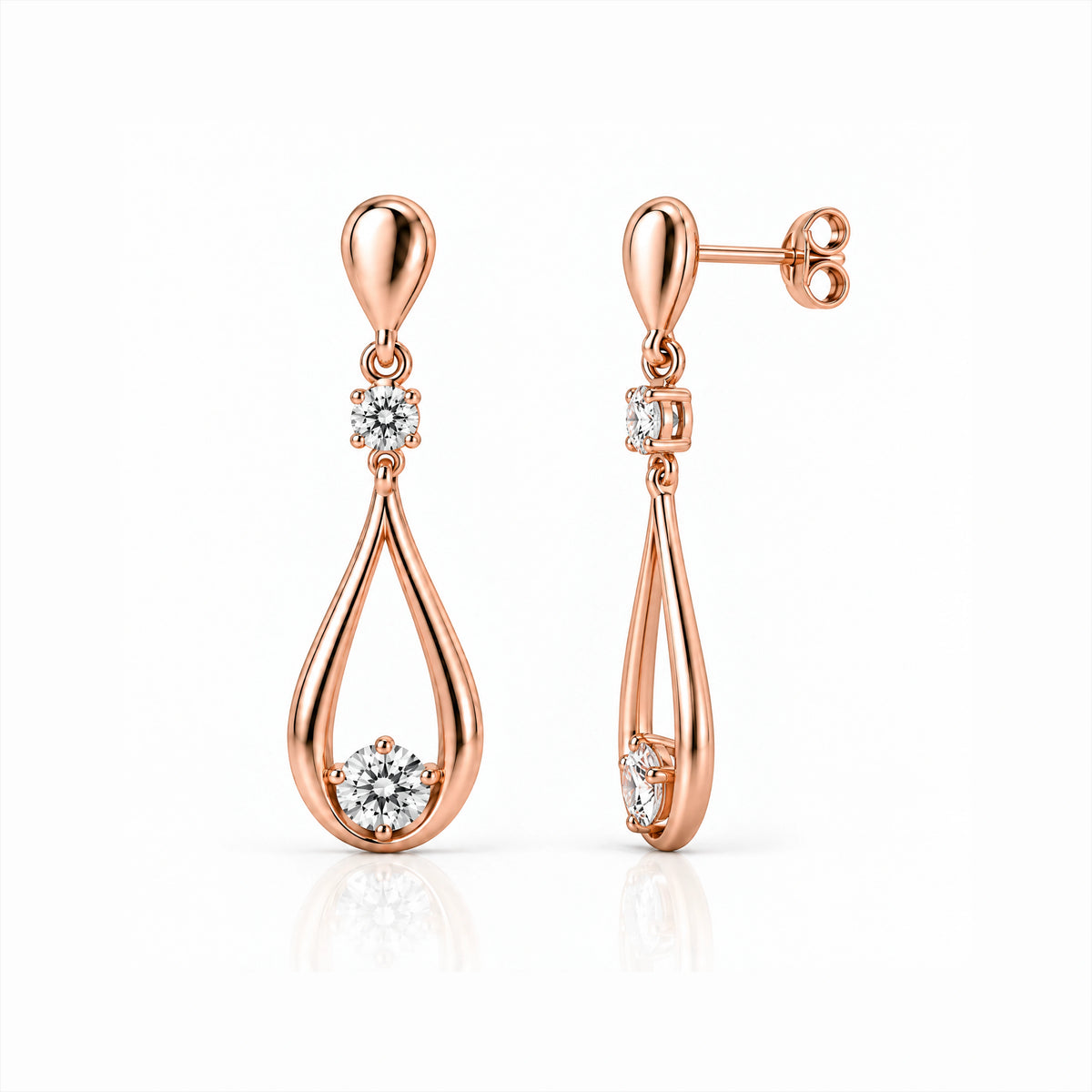 Aria Lab-Grown Diamond Open Teardrop Earrings - Rose Gold