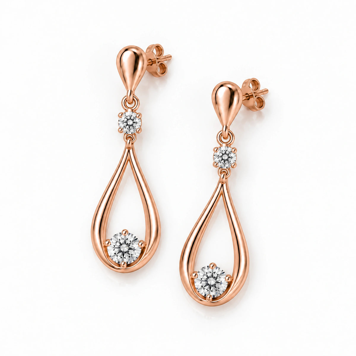 Aria Lab-Grown Diamond Open Teardrop Earrings - Rose Gold