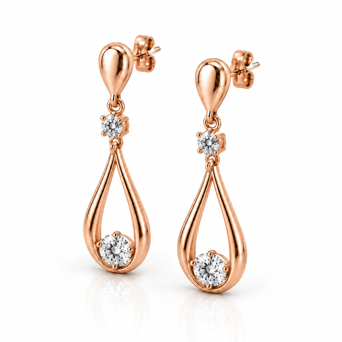 Aria Lab-Grown Diamond Open Teardrop Earrings - Rose Gold