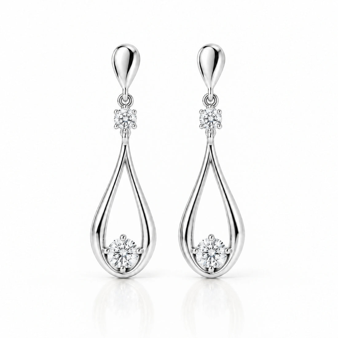 Aria Lab-Grown Diamond Open Teardrop Earrings - White Gold