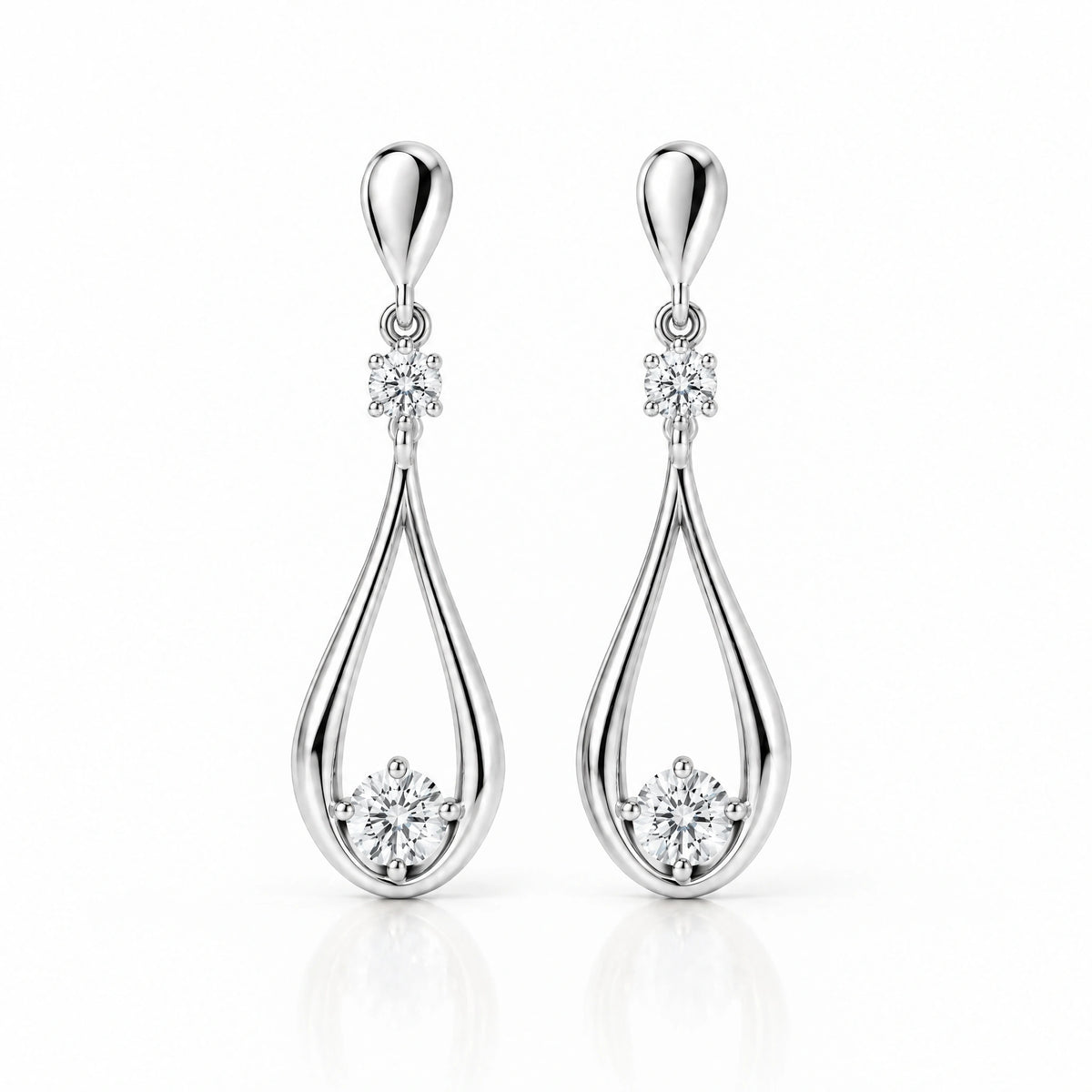 Aria Lab-Grown Diamond Open Teardrop Earrings - White Gold