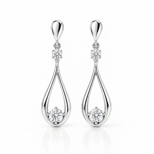 Aria Lab-Grown Diamond Open Teardrop Earrings - White Gold