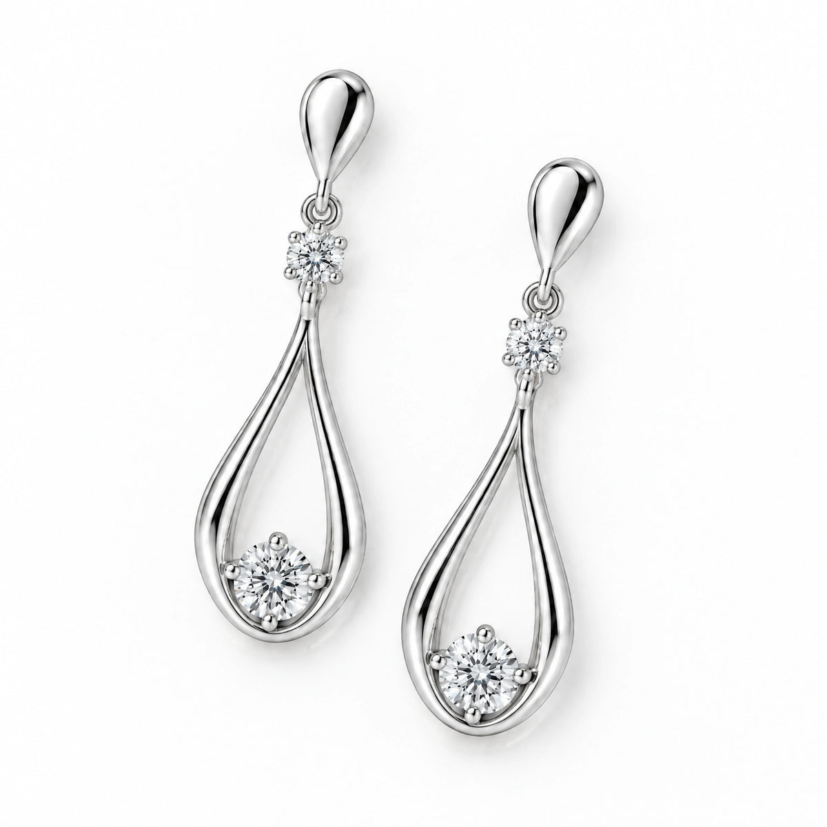 Aria Lab-Grown Diamond Open Teardrop Earrings - White Gold