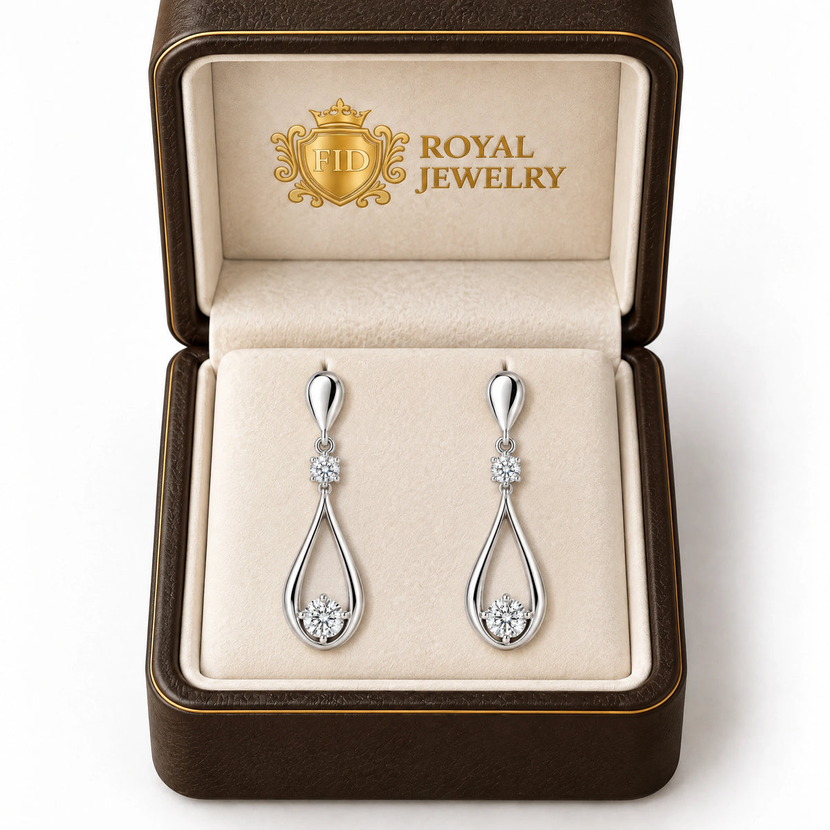 Aria Lab-Grown Diamond Open Teardrop Earrings - White Gold