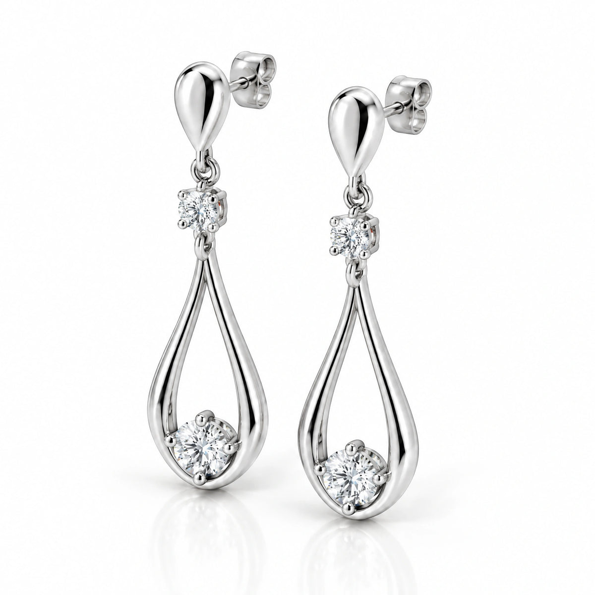 Aria Lab-Grown Diamond Open Teardrop Earrings - White Gold