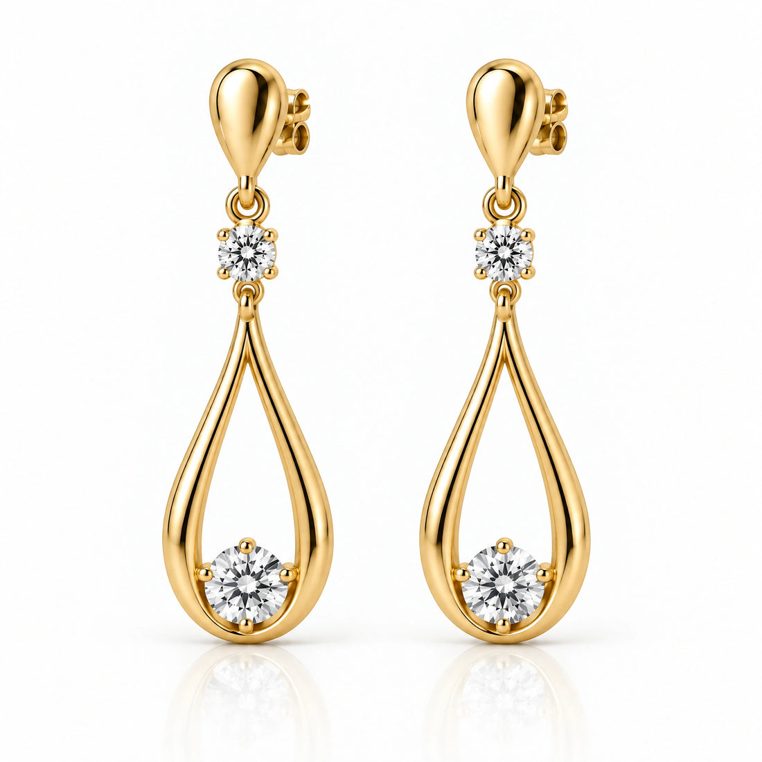 Aria Lab-Grown Diamond Open Teardrop Earrings - Yellow Gold
