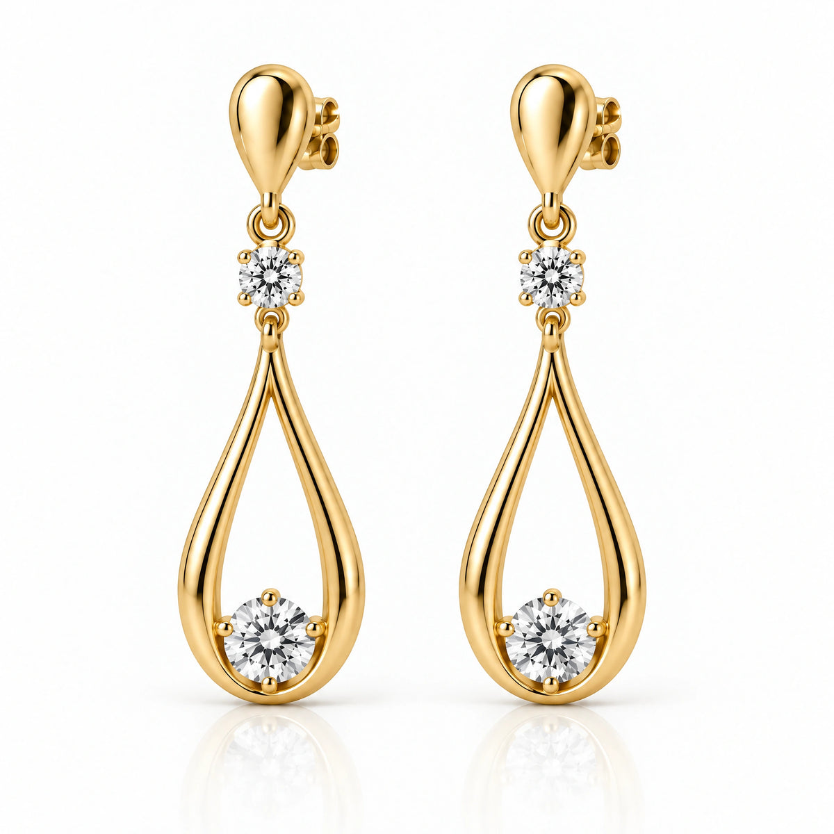 Aria Lab-Grown Diamond Open Teardrop Earrings - Yellow Gold