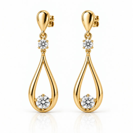 Aria Lab-Grown Diamond Open Teardrop Earrings - Yellow Gold